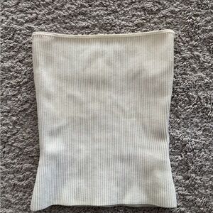 Aritzia White Ribbed Strapless Tube Top